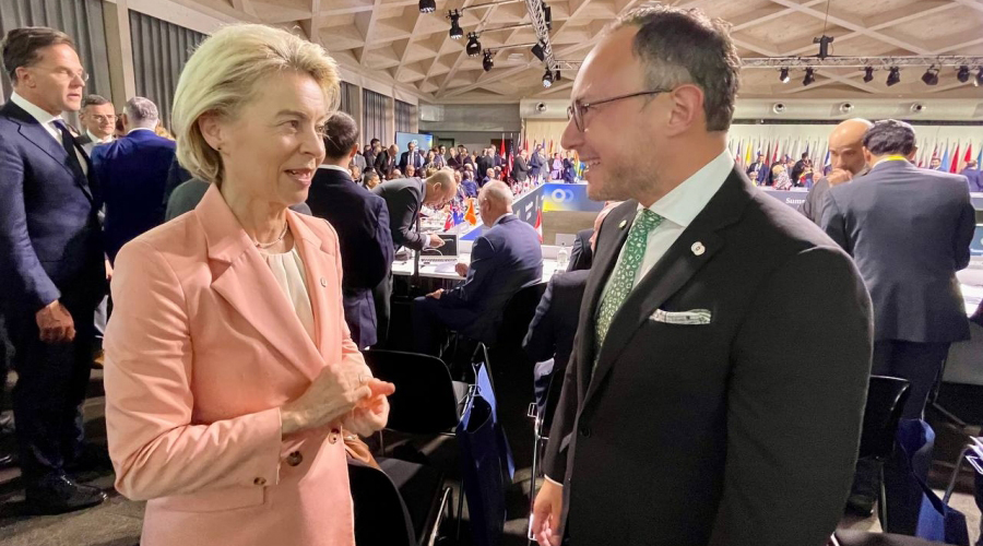 La presidenta de la Comissió Europea, Ursula von der Leyen, i el cap de Govern, Xavier Espot (SFGA)