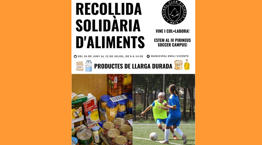 Cartell anunciant la campanya de recollida d'aliments de l'FC Pirineus