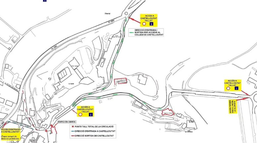 Restriccions de trànsit a Castellciutat (Mapa: Ajuntament de la Seu d'Urgell)