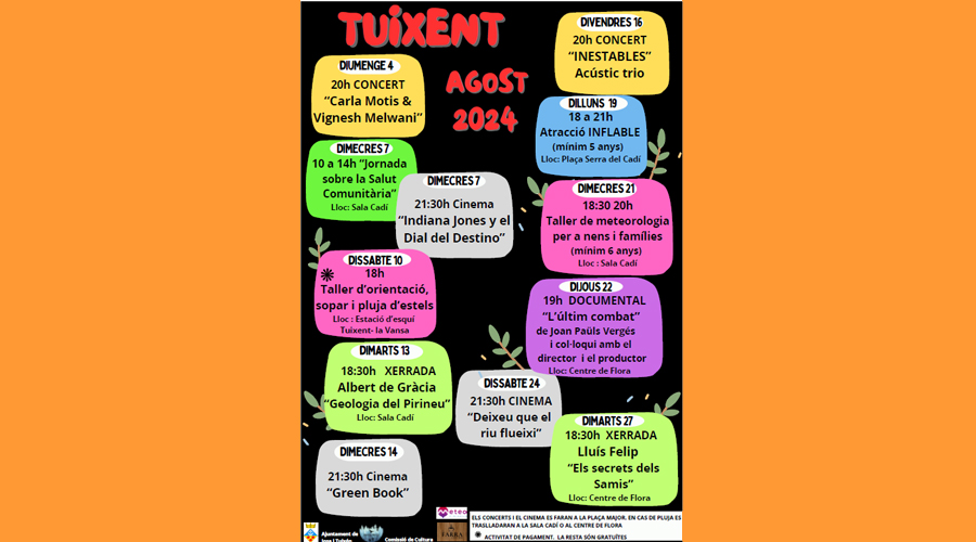 Activitats del mes d'agost a Josa i Tuixent