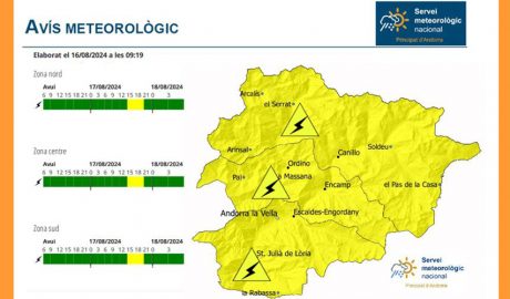 Mapa d'avís groc per tempestes