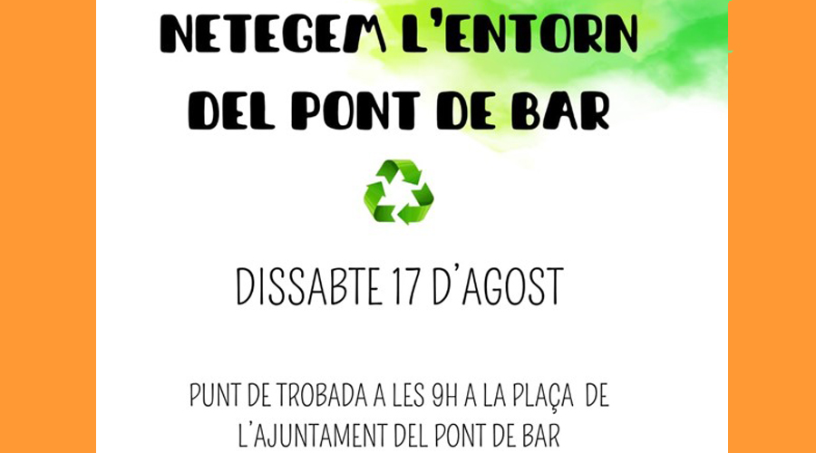 Cartell anunciant l'acció de neteja al Pont de Bar
