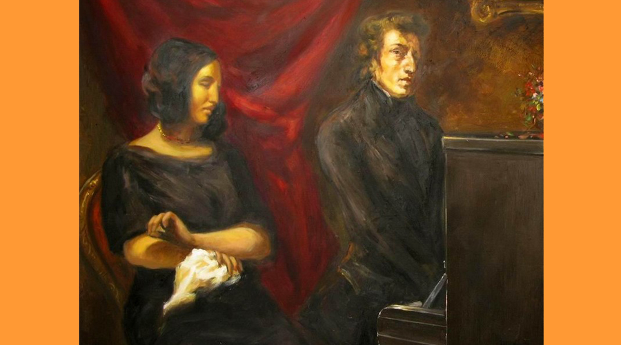 Reproducció de la pintura de Frederic Chopin i George Sand, realitzada per Eugène Delacroix (1798-1863)