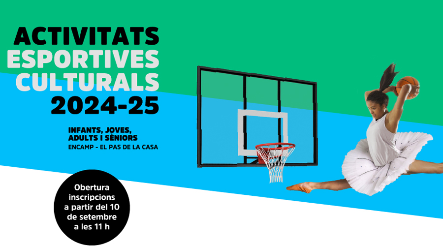 Cartell anunciant l'inici d'inscripcions per a les activitats del nou curs (Comú d'Encamp)