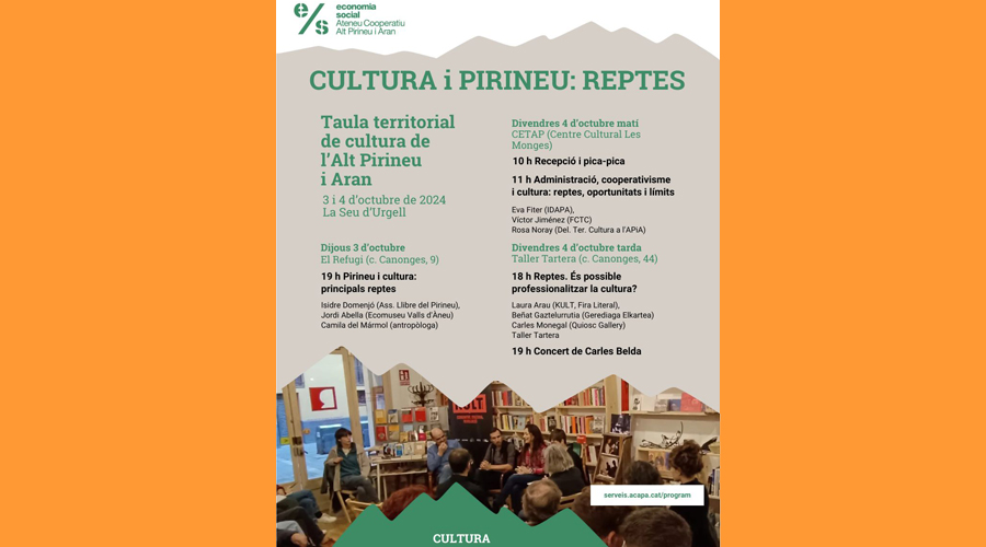 Cartell anunciant la celebració de la taula territorial sobre la cultura al Pirineu