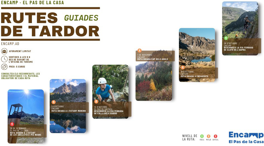 Cartell anunciador de les rutes guiades de tardor (Comú d'Encamp)