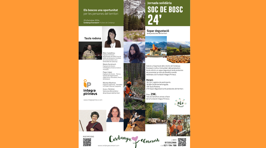 Cartell anunciador de la jornada solidària "Soc de Bosc 24", a Prullans, a la Baixa Cerdanya
