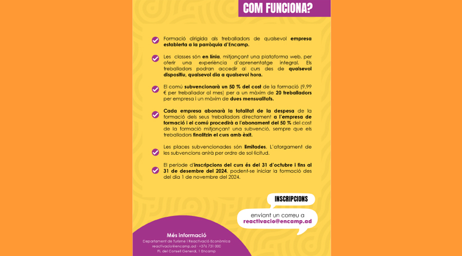 Instruccions sobre com funciona la formació (Comú d'Encamp)