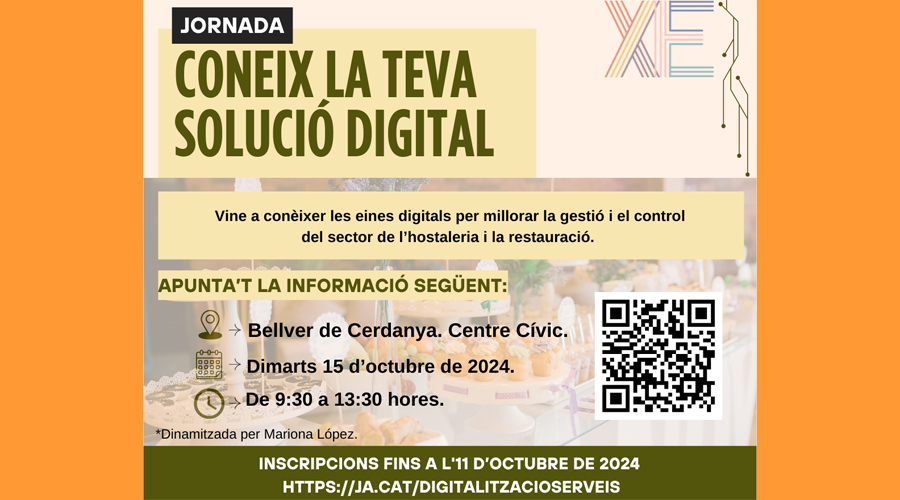 Cartell anunciant la jornada sobre eines digitals adreçada a restaurants i hotels (CCAU)