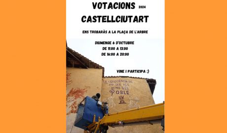 Cartell informant sobre els horaris de votació del nou mural a Castellciutat
