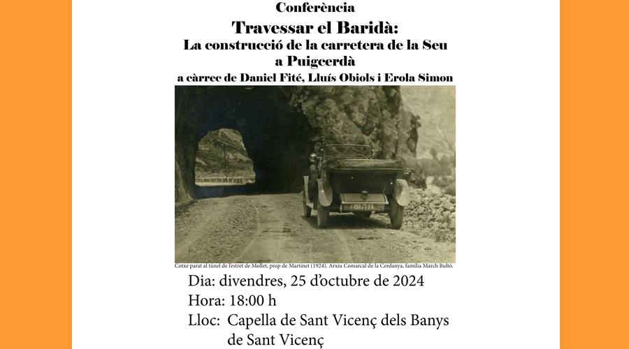Cartell anunciador de la conferència sobre la carretera de la Seu a Puigcerdà (CCAU)