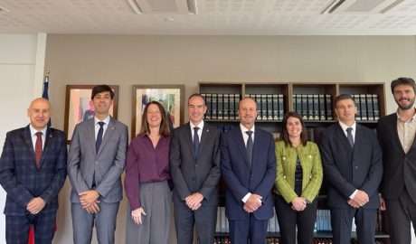 Cònsols de les set parròquies i el president del Consell Superior de la Justícia, Josep Maria Rossell -cinquè per l'esquerra-