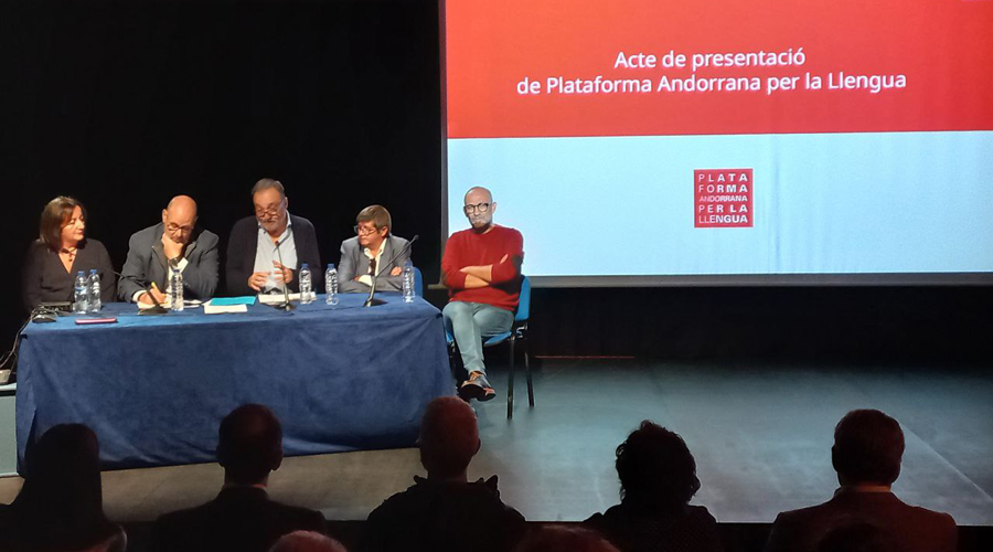 Acte de presentació de Plataforma Andorra per la Llengua. Foto cedida per l'entitat