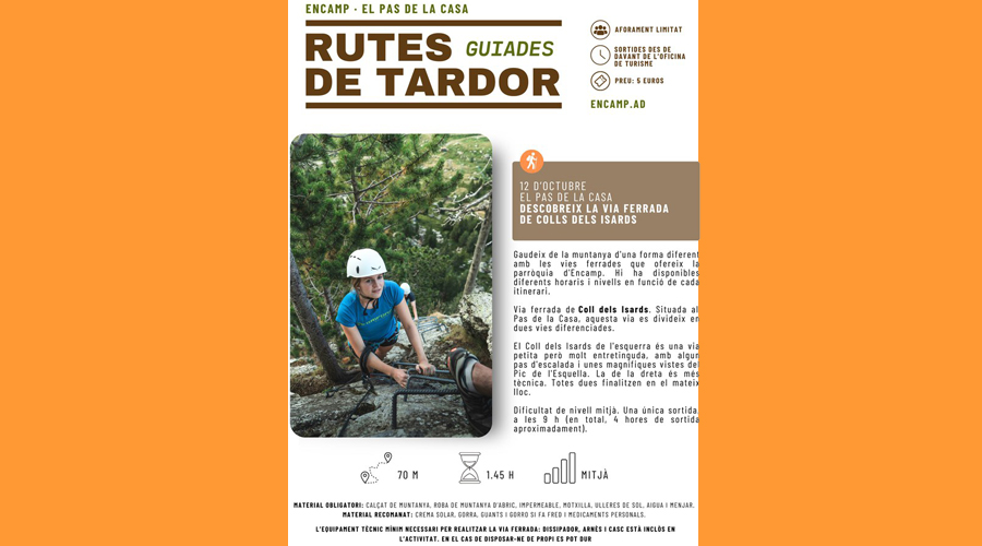 Cartell anunciant la ruta guiada d'aquest dissabte al Pas (Comú d'Encamp)