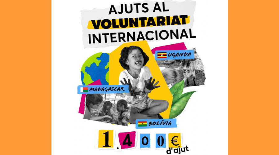 Cartell anunciant la nova convocatòria de beques per al Voluntariat Internacional (SFGA)