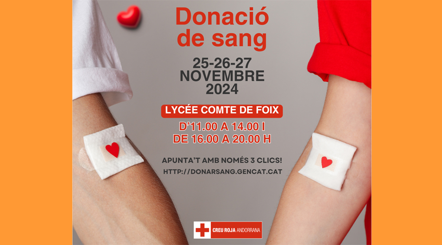Cartell anunciador de la propera campanya de donació de sang (Creu Roja Andorrana)