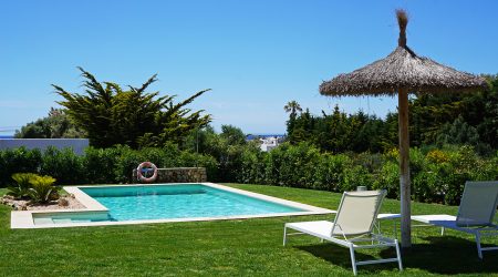 Un jardí amb piscina