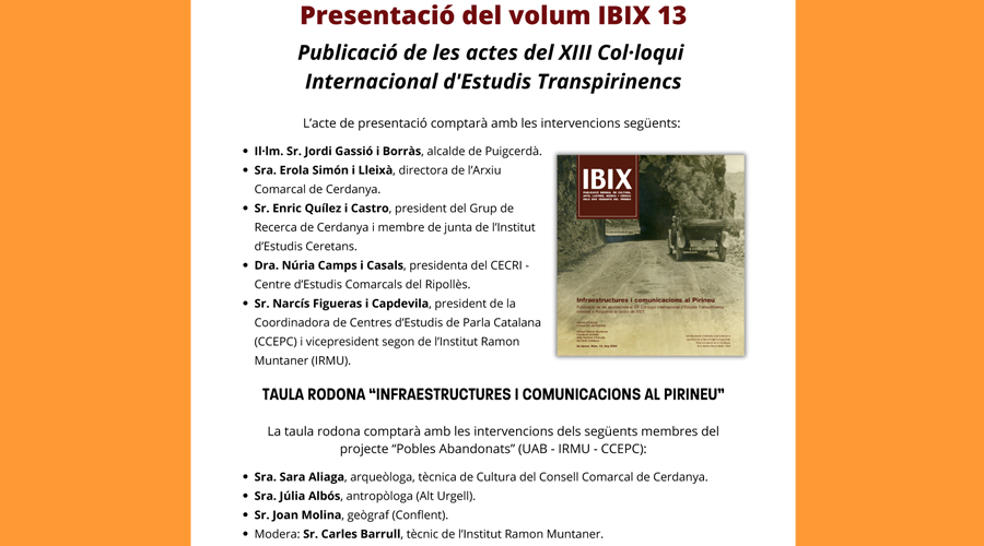 Cartell informant de la presentació del número 13 de la revista Íbix