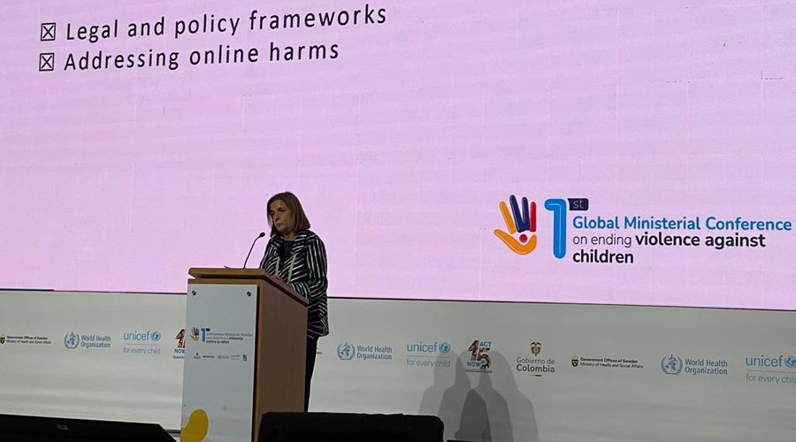 La ministra, Trini Marín, durant la seva intervenció a Bogotà (SFGA)