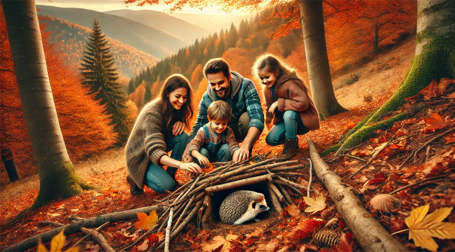 Una família descobrint la vida dels animals a l'hivern (Zoo del Pirineu)