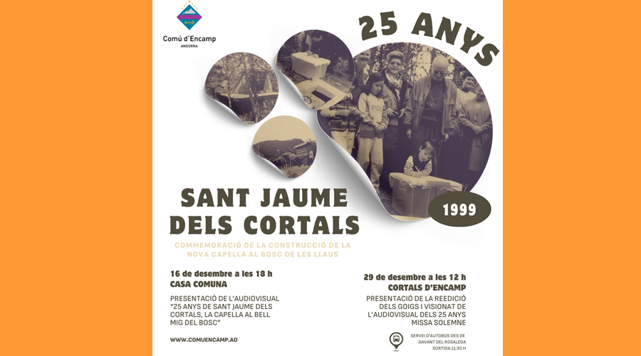 Cartell dels actes commemoratius dels 25 anys de la capella de Sant Jaume dels Cortals