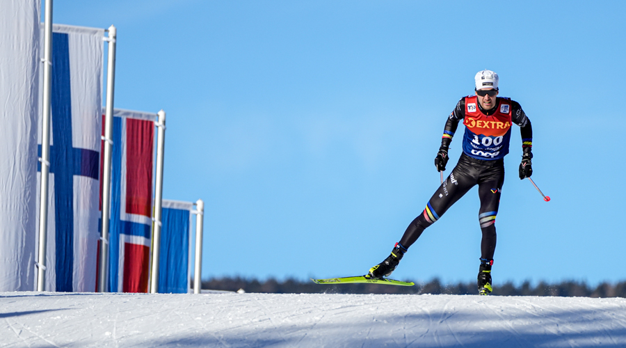Irineu Esteve, durant l'sprint del Tour d'Ski a Toblach. Foto: Vanzetta Nordic Focus