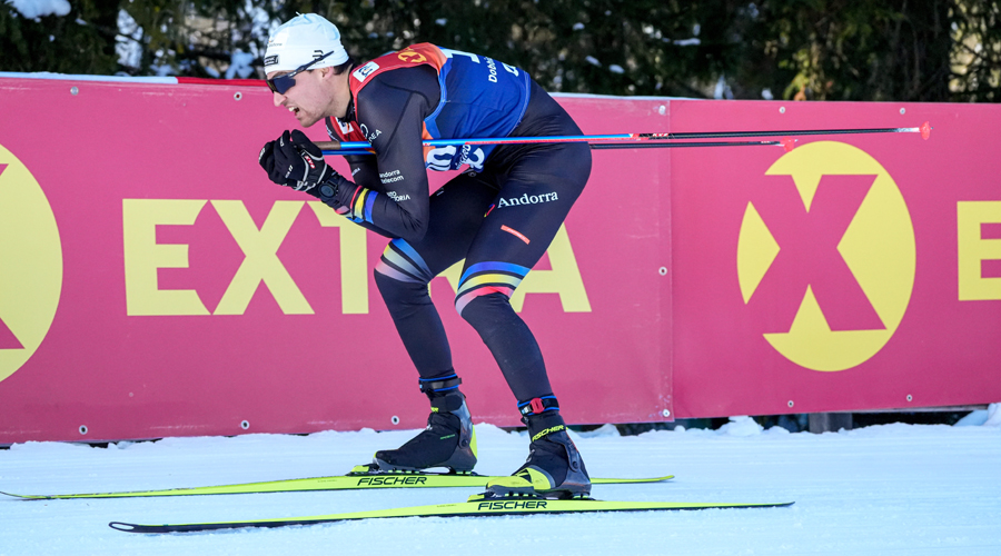 Irineu Esteve, durant l'sprint del Tour d'Ski a Toblach. Foto: Vanzetta Nordic Focus