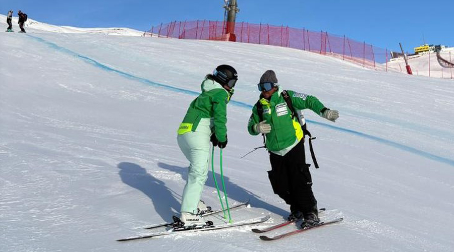 Jordina Caminal amb el tècnic Xoque Bellsolà