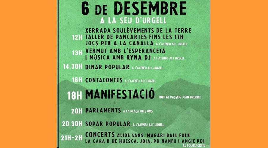 Programa de la manifestació de Pirineu Viu, aquest divendres, a la Seu d'Urgell