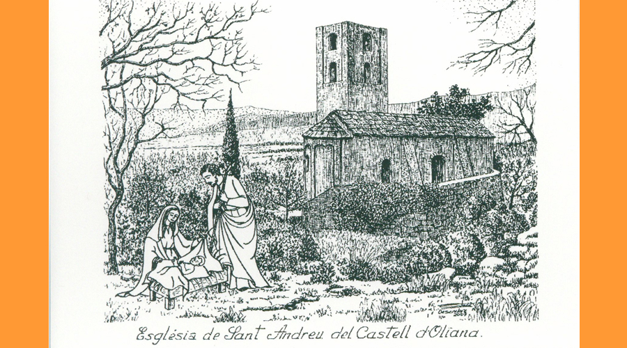 Una de les 16 nadales inspirades en Oliana de Ramon Sala (Arxiu Comarcal de l'Alt Urgell)