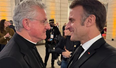 Els dos Coprínceps d'Andorra el dia de la reobertura de Notre Dame