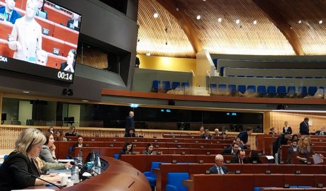 A l'esquerra de la imatge, la consellera general, Berna Coma, a la sessió d'hivern de l'APCE