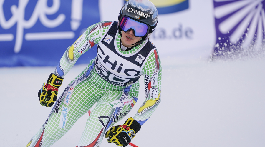 Cande Moreno, al descens WC de Garmisch. Foto: Millo Moravski Agence Zoom