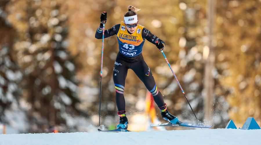 Gina del Rio, durant les qualificacions de l'sprint del Tour d'Ski a Toblach