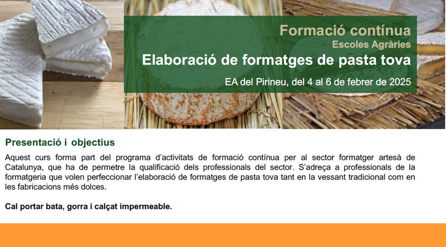 Curs d'elaboració de formatges de pasta tova a l'EAP