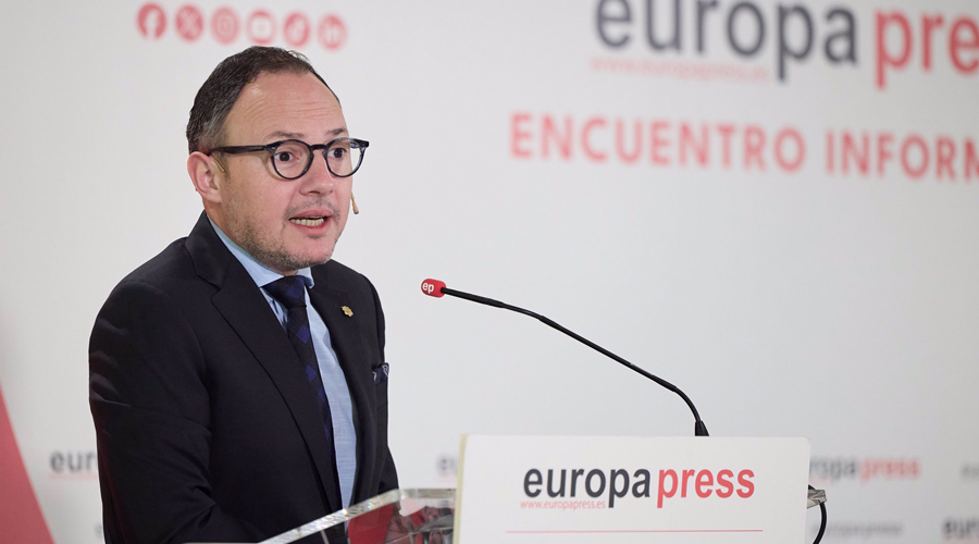 Xavier Espot durant la seva intervenció en la trobada informativa d'Europa Press (SFGA)