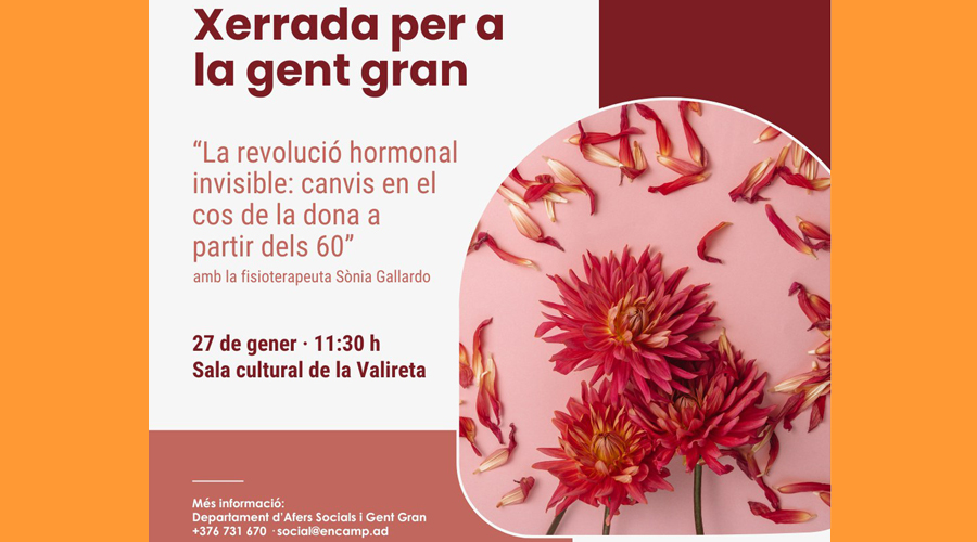 Cartell anunciant la xerrada adreçada a la gent gran (Comú d'Encamp)