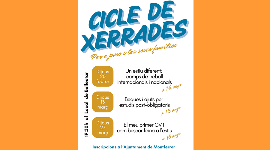 Cartell anunciant les xerrades per a joves i famílies (CCAU)