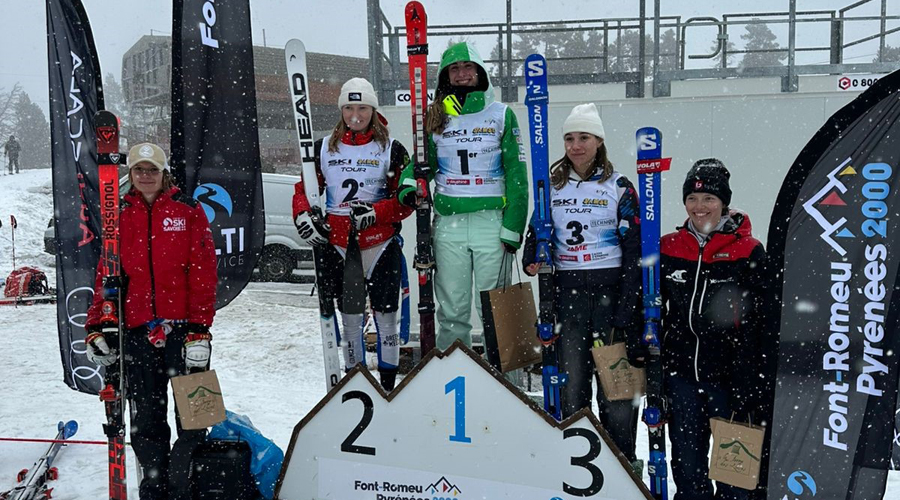 Clàudia Garcia, dant de tot del podi del gegant del dilluns, a Font Romeu. Foto: FAE