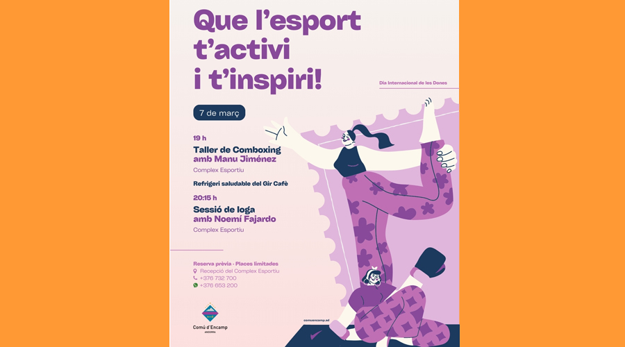 Cartell amb actes previstos a Encamp per al Dia Internacional de les Dones (Comú d'Encamp)