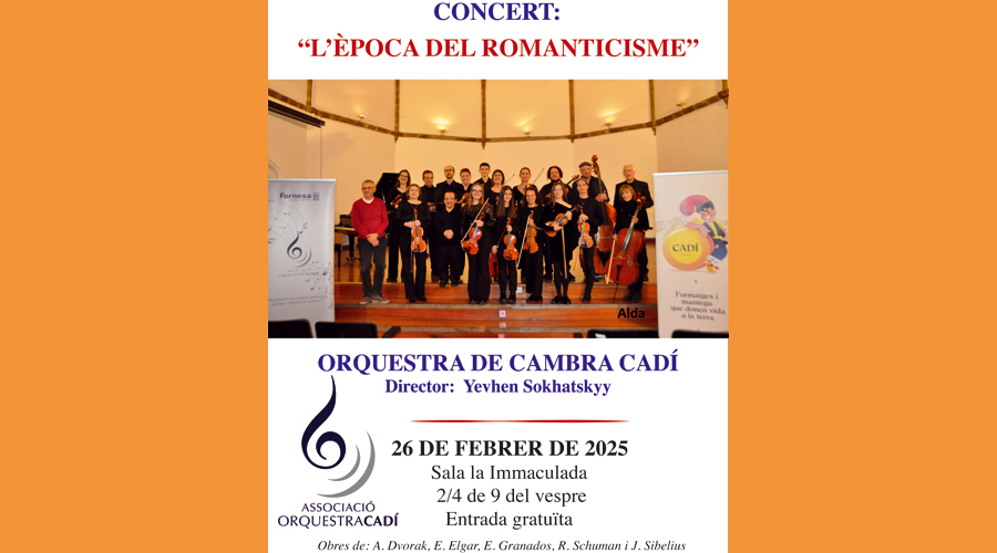 Cartell anunciant el concert de l'Orquestra de Cambra Cadí
