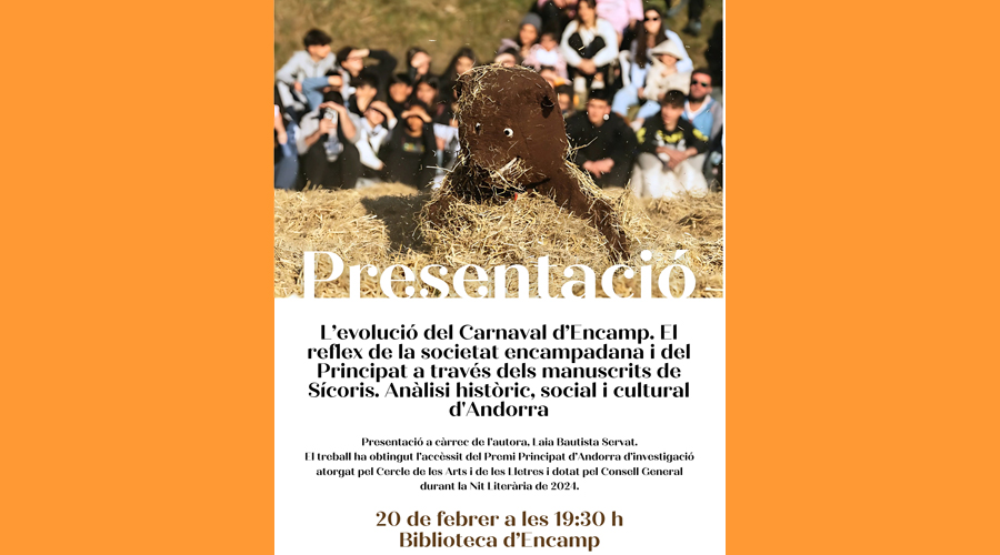 Cartell anunciant la presentació del treball sobre el Carnaval d'Encamp (Comú d'Encamp)