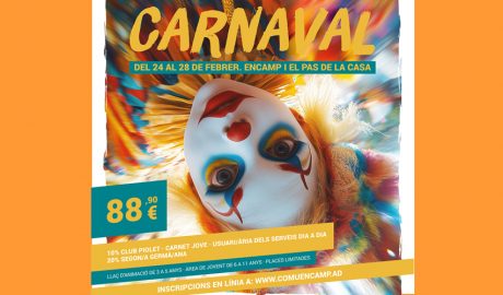 Cartell anunciant el carnaval per a infants i joves a Encamp i al Pas