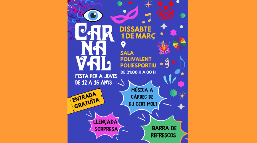 Cartell de la festa per a joves del Carnaval de la Seu (Aj. la Seu)