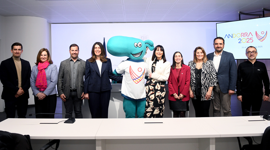 Presentació dels Jocs Andorra 2025 amb presència de la mascota (SFGA)