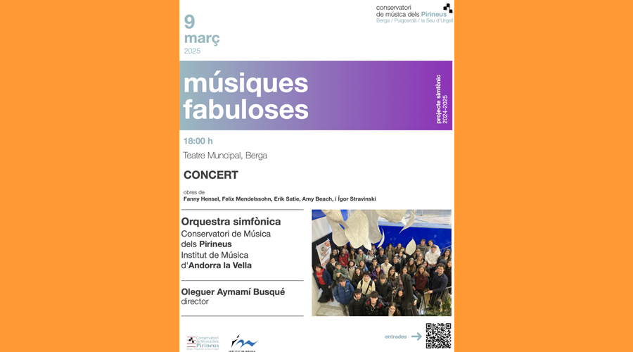 Cartell del concert que se celebrarà diumenge, dia 9 de març, a Berga