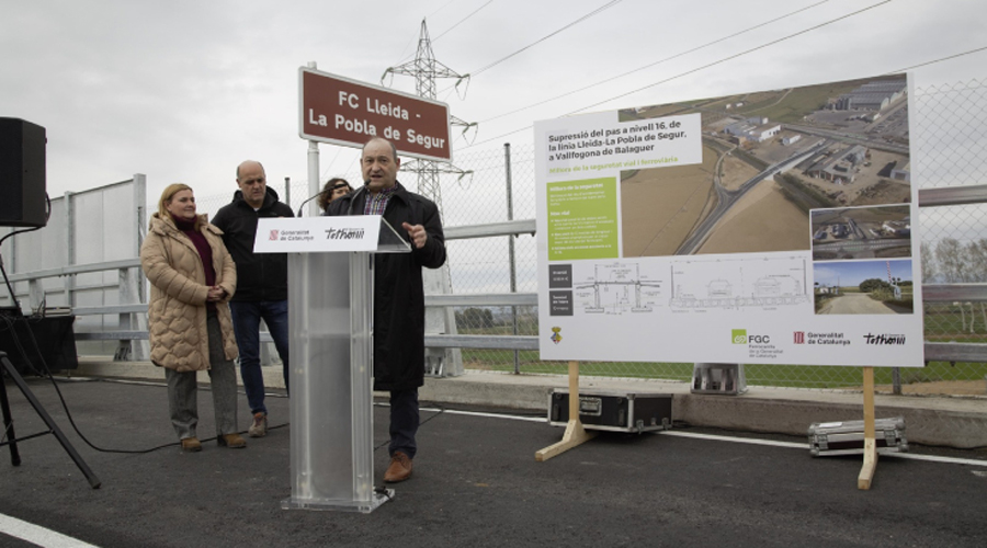 El president d'FGC, Carles Ruiz, durant la seva intervenció a Vallfogona de Balaguer (Govern.cat)