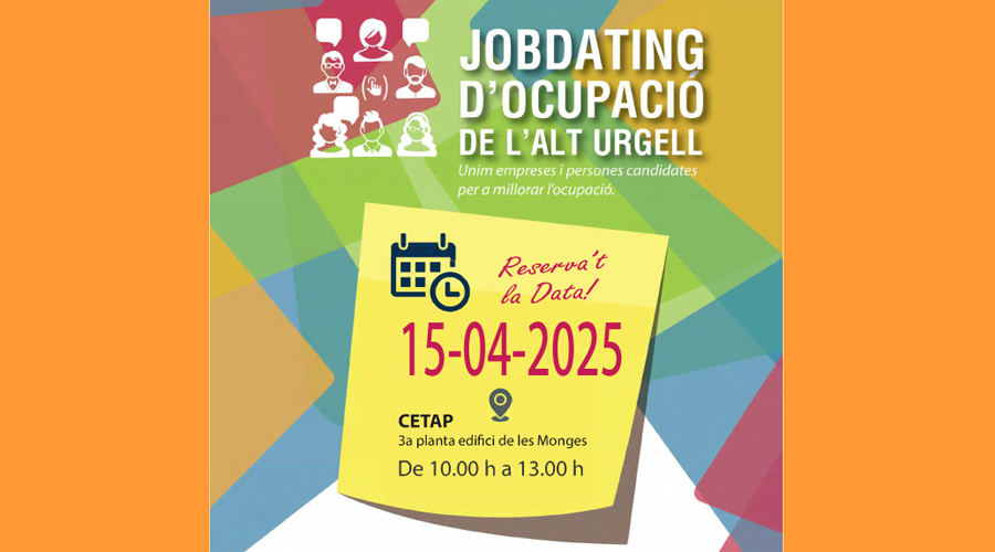 Cartell anunciant el jobdating d'ocupació a L'Alt Urgell (CCAU)