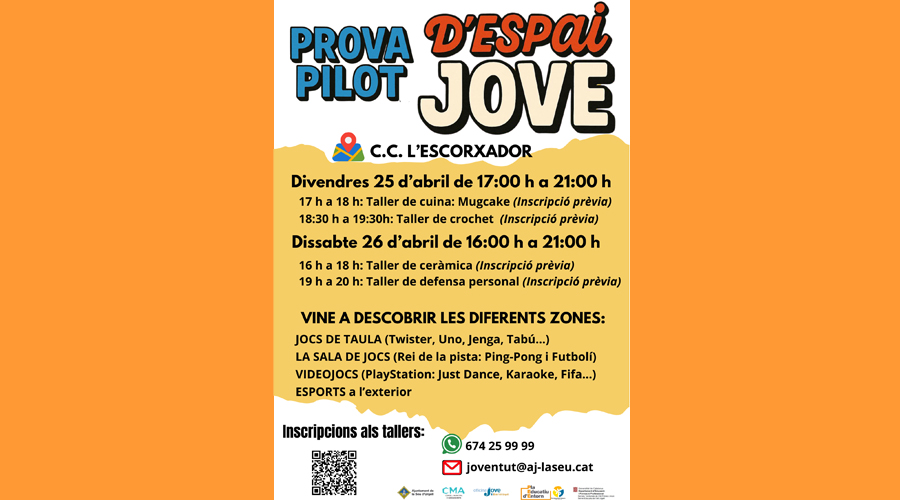 Cartell anunciant la prova pilot d'Espai Jove (Aj. la Seu)