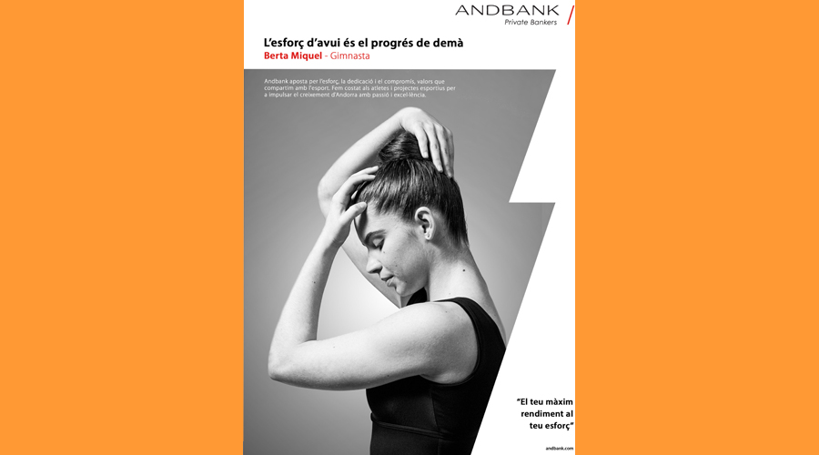 La gimnasta, Berta Miquel, una de les imatges de la campanya d'Andbank (Andbank)